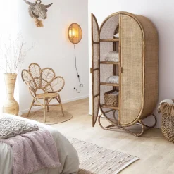 Armoire arrondie en rotin 4 étagères Rim