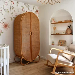 Armoire arrondie en rotin 4 étagères Rim