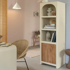 Armoire en bois effet béton et bois d'acacia Dalva