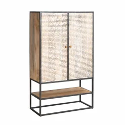 Armoire sculpté en bois de manguier et métal Luz