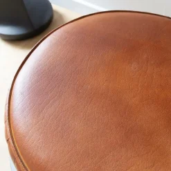 Banc arrondi en cuir marron Gaby