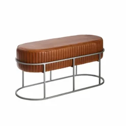 Banc arrondi en cuir marron Gaby