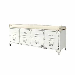 Banc avec rangement en métal blanc Félicie