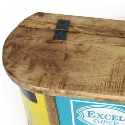 Banc coffre en bois et métal recyclé Victorine