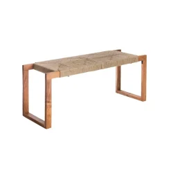 Banc en bois d'acacia et laine Marietta