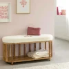 Banc en bois d'acacia et tissu Orane