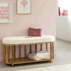 Banc en bois d'acacia et tissu Orane