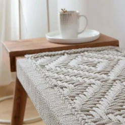 Banc en bois de manguier tissage Bertille