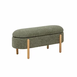 Banc en bois de pin et tissu bouclette  vert Nério