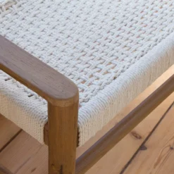 Banc en bois de teck et tissu Pénélope