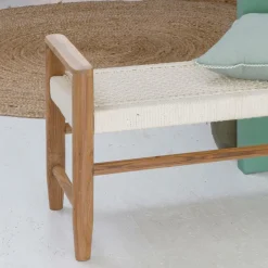 Banc en bois de teck et tissu Pénélope
