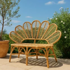 Banquette fleur de jardin en rotin Rattan