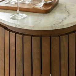 Bar en bois de manguier et marbre blanc Sienne