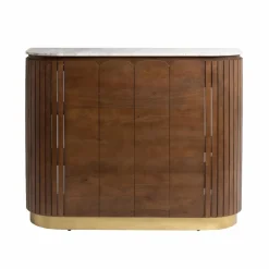 Bar en bois de manguier et marbre blanc Sienne