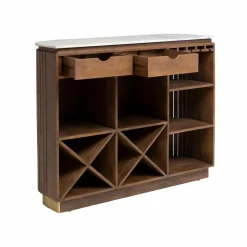 Bar en bois de manguier et marbre blanc Sienne