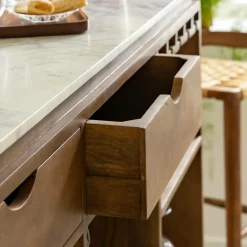 Bar en bois de manguier et marbre blanc Sienne