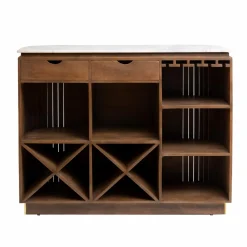 Bar en bois de manguier et marbre blanc Sienne