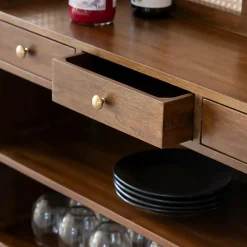 Bar en bois de manguier et cannage Remick