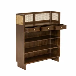 Bar en bois de manguier et cannage Remick