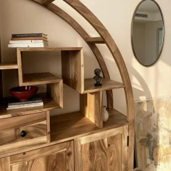 Bibliothèque asymétrique en bois d'acacia Nathan