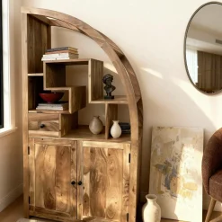 Bibliothèque asymétrique en bois d'acacia Nathan