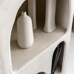 Bibliothèque en bois effet béton blanc Danaé