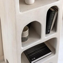 Bibliothèque en bois effet béton blanc Danaé