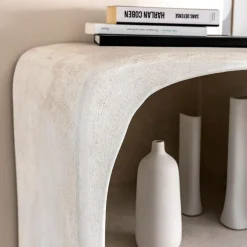 Bibliothèque en bois effet béton blanc Danaé