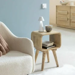 Bout de canapé avec niche en bois de manguier Maëva