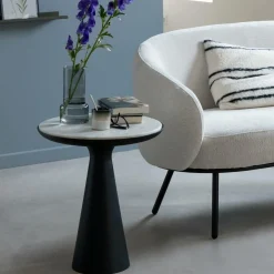 Bout de canapé en aluminium et marbre Marceau