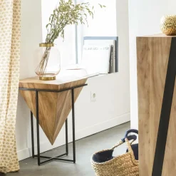 Bout de canapé en bois d'acacia et métal Roméo