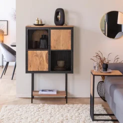 Bout de canapé en bois d'acacia et métal Mattia