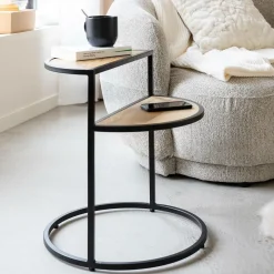 Bout de canapé en bois de manguier et métal Maelle