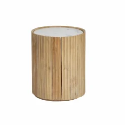 Bout de canapé en bois de manguier et marbre Moana