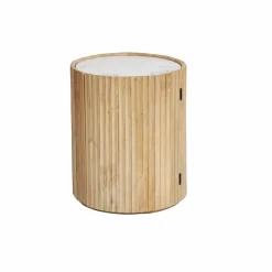 Bout de canapé en bois de manguier et marbre Moana