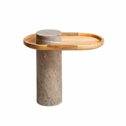 Bout de canapé en bois de manguier et marbre Andréa