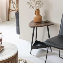 Bout de canapé en bois de manguier et métal noir Tilian