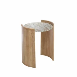 Bout de canapé en bois de manguier et marbre Isabella