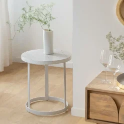 Bout de canapé en métal blanc Gwen