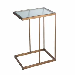 Bout de canapé en métal doré et verre Léa