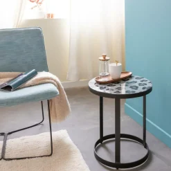 Bout de canapé en métal noir Gwen