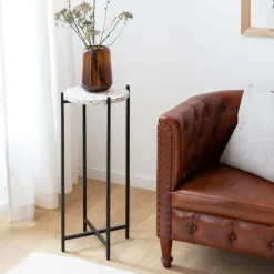 Bout de canapé en terrazzo et métal Paulus