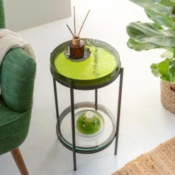 Bout de canapé plateau en verre Lise