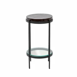 Bout de canapé plateau en verre rouge Lise