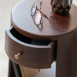 Bout de canapé rond en bois de manguier Isao