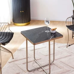 Bout de canape en marbre et métal Charlize