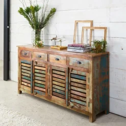 Buffet à  lattes en bois coloré Ethnik