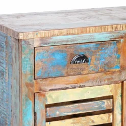 Buffet à  lattes en bois coloré Ethnik