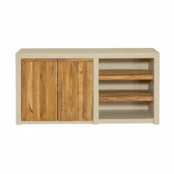 Buffet 2 portes avec étagères en bois effet béton et bois recyclé Dalva