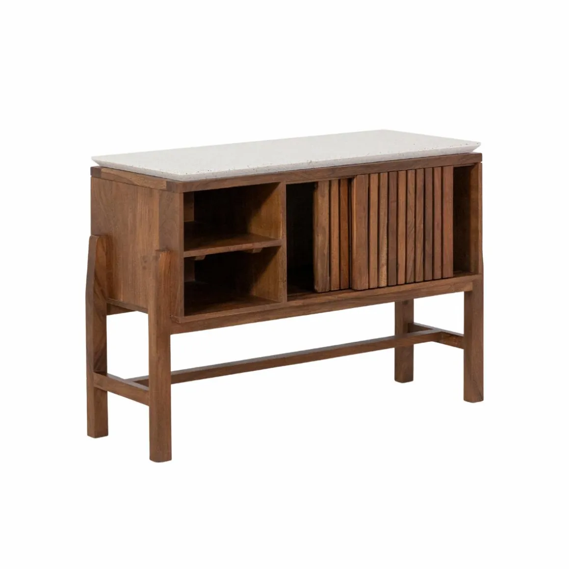 Buffet 2 portes en bois d'acacia et terrazzo Kaelis